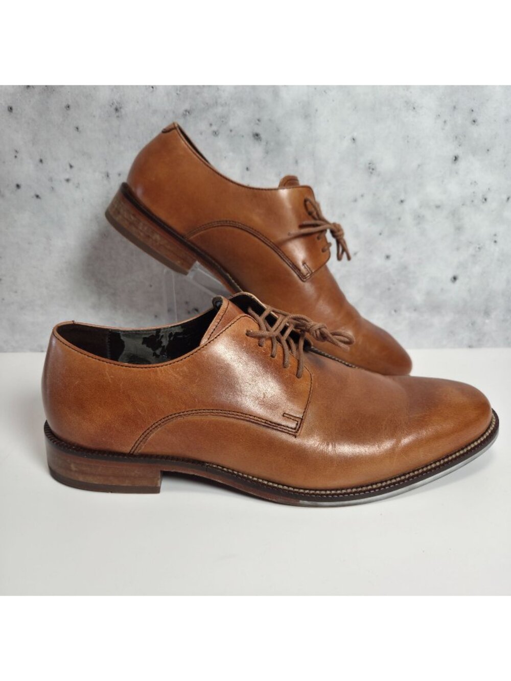 Cole Haan Williams Plain II British Tan Leather Oxford Shoes Mens 8.5M *DAMAGE*